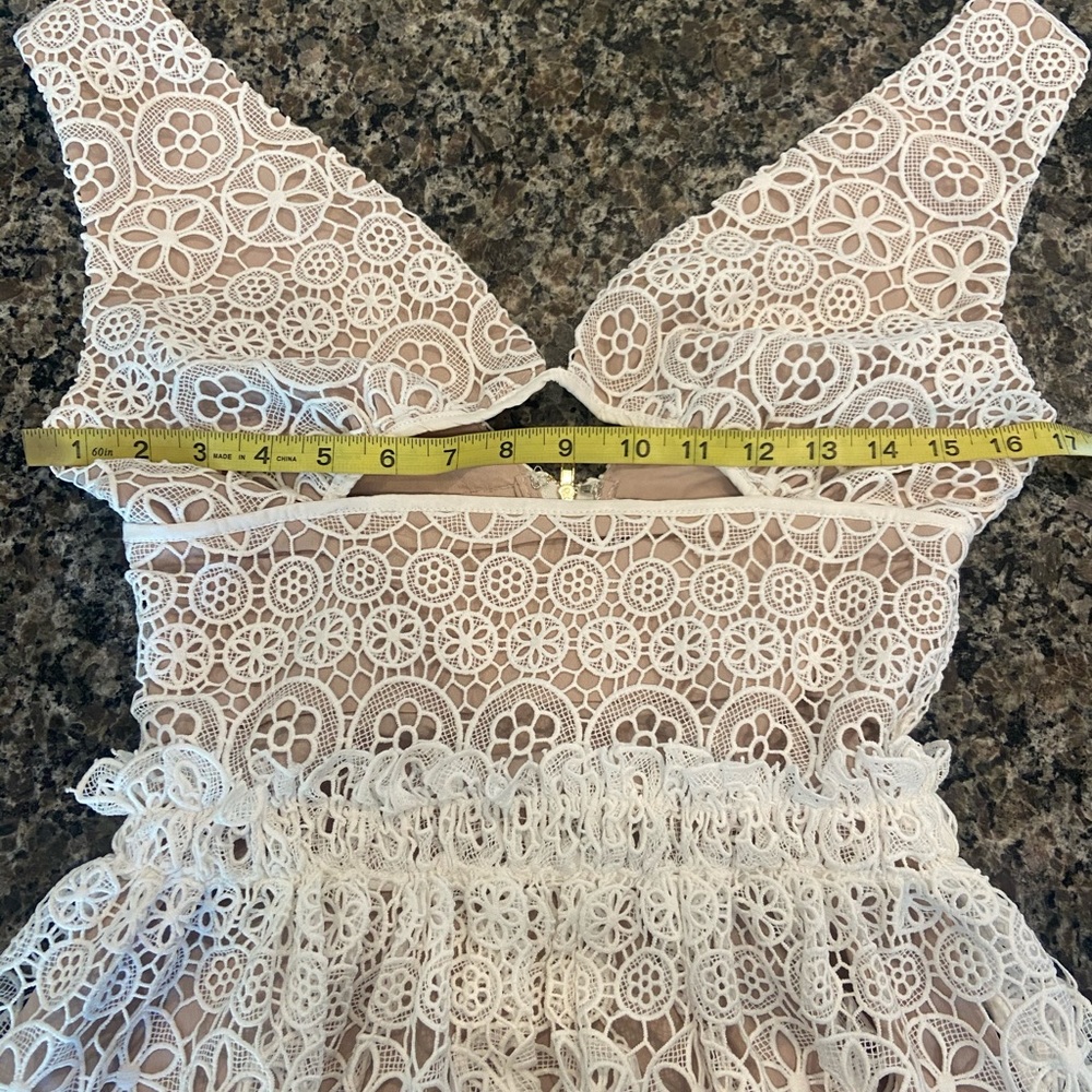 Self-Portrait White Lace Cutout Guipure Dress - Picture 11 of 11